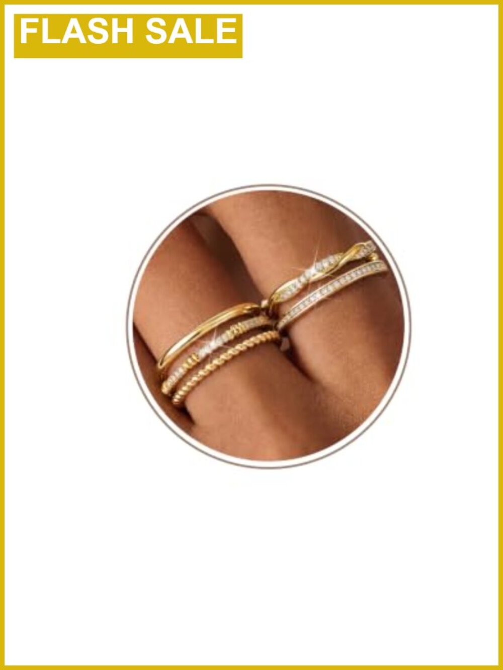 5 PCS Stackable Gold Plated Rings Set Non Tarnish Cubic Zirconia Thin Bands